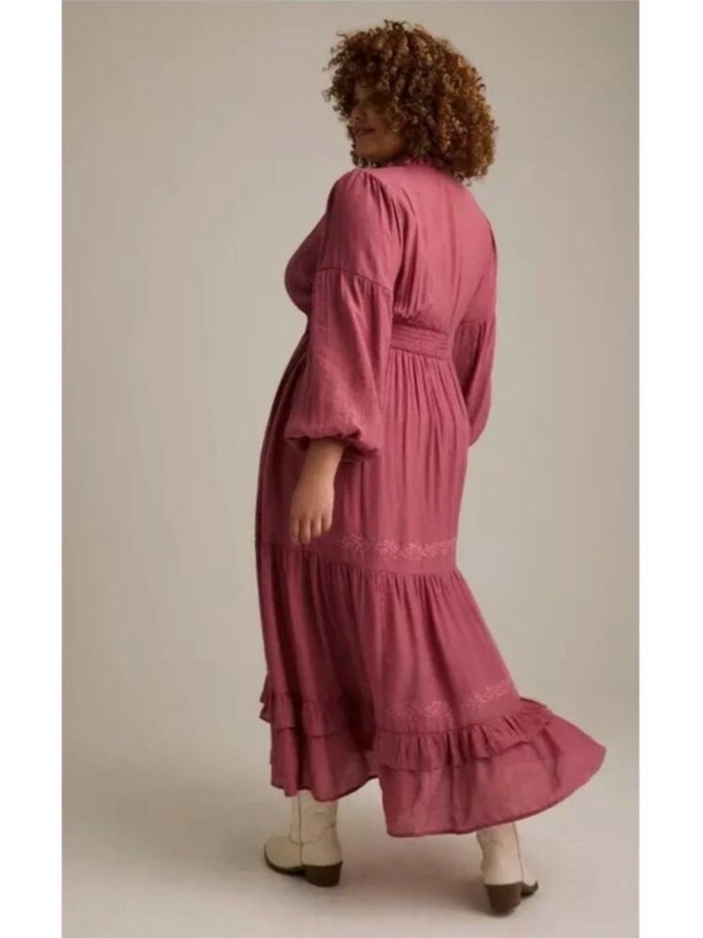 torrid Rose-Mauve Fest Maxi Dress with V-Neck - Picture 2 of 6